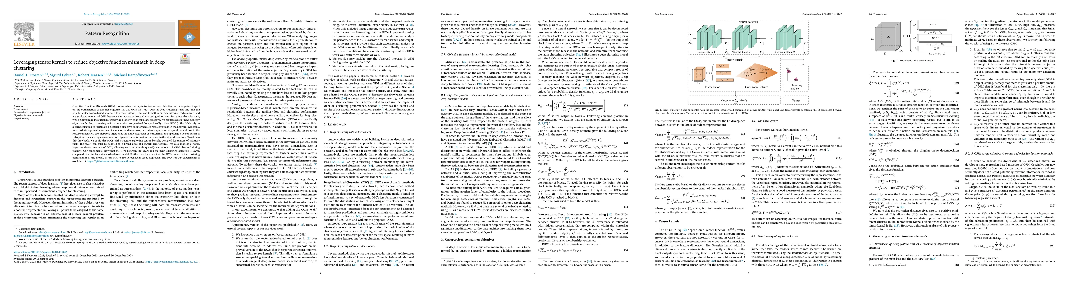 Thumbnail for Leveraging tensor kernels to reduce objective function mismatch in deep
  clustering