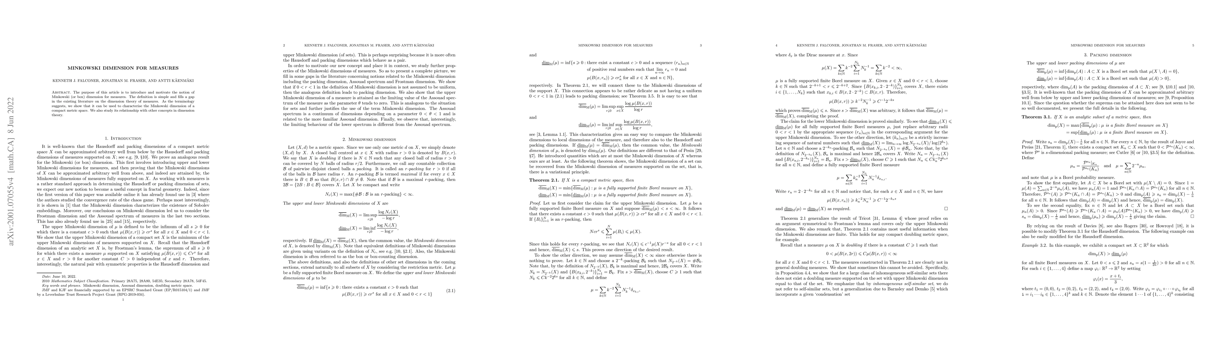 Thumbnail for Minkowski dimension for measures