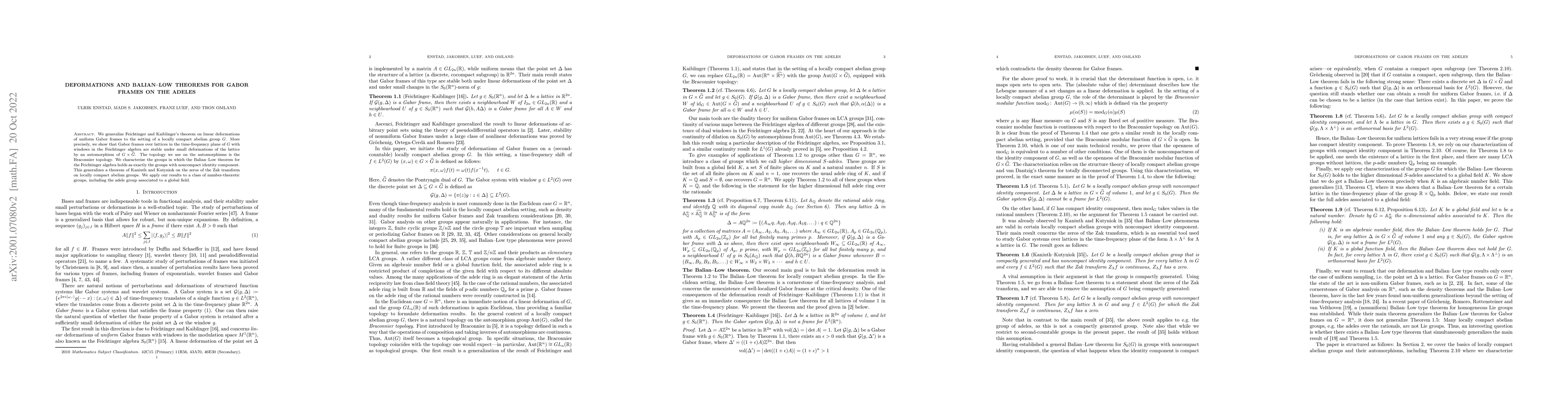 Thumbnail for Deformations and Balian-Low theorems for Gabor frames on the adeles