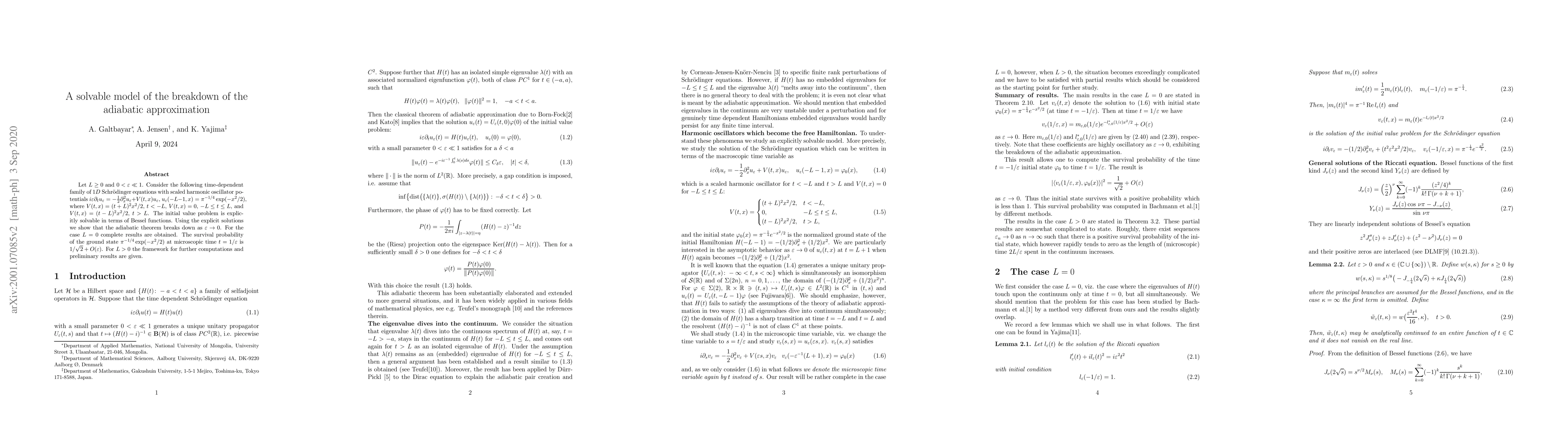 Thumbnail for A solvable model of the breakdown of the adiabatic approximation
