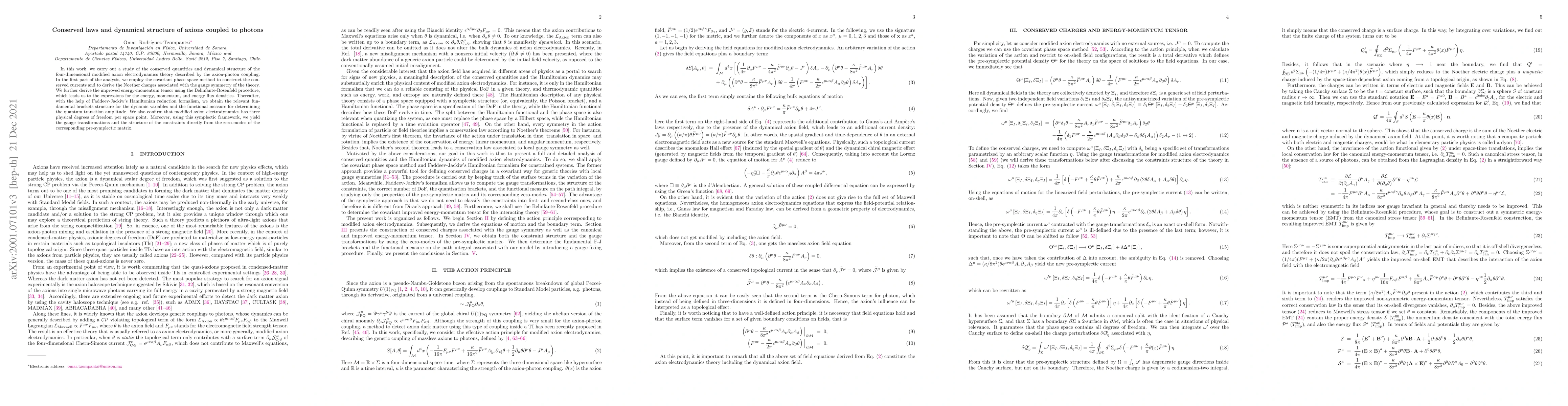 Thumbnail for Conserved laws and dynamical structure of axions coupled to photons