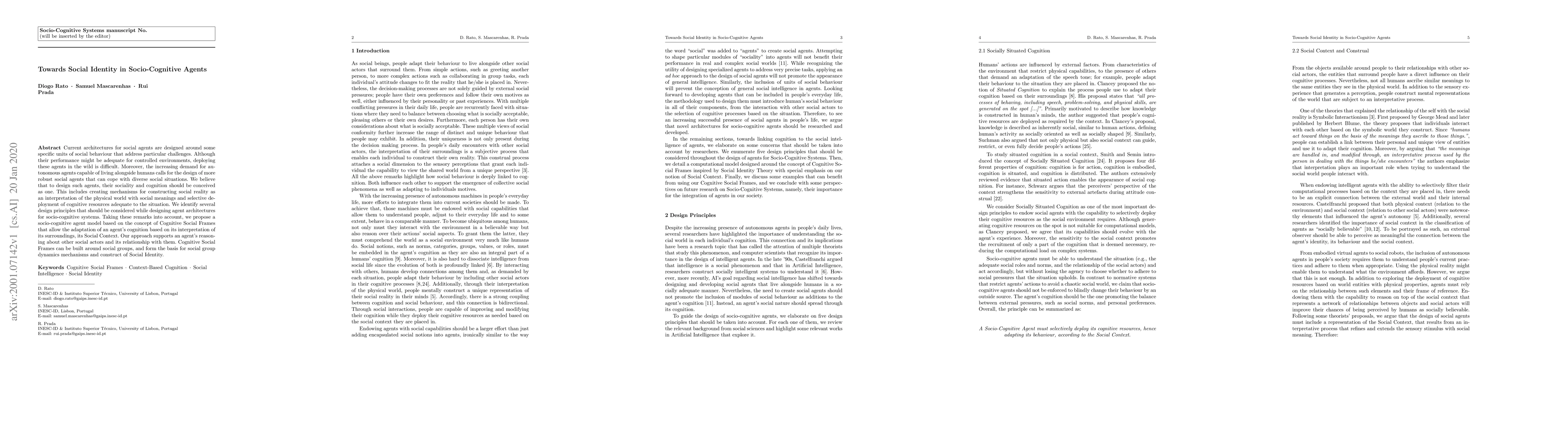 Thumbnail for Towards Social Identity in Socio-Cognitive Agents