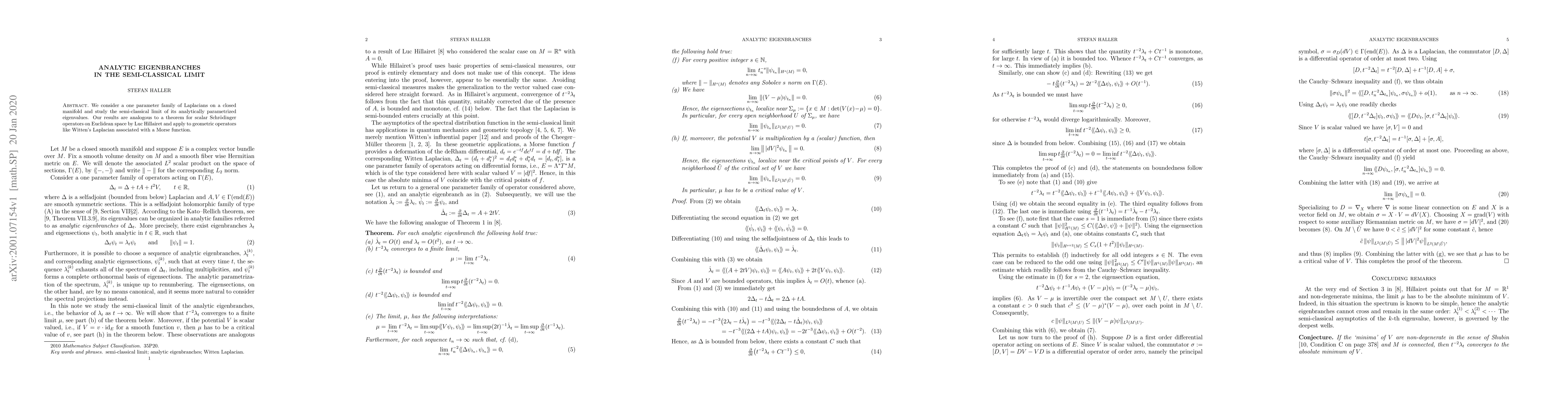 Thumbnail for Analytic eigenbranches in the semi-classical limit