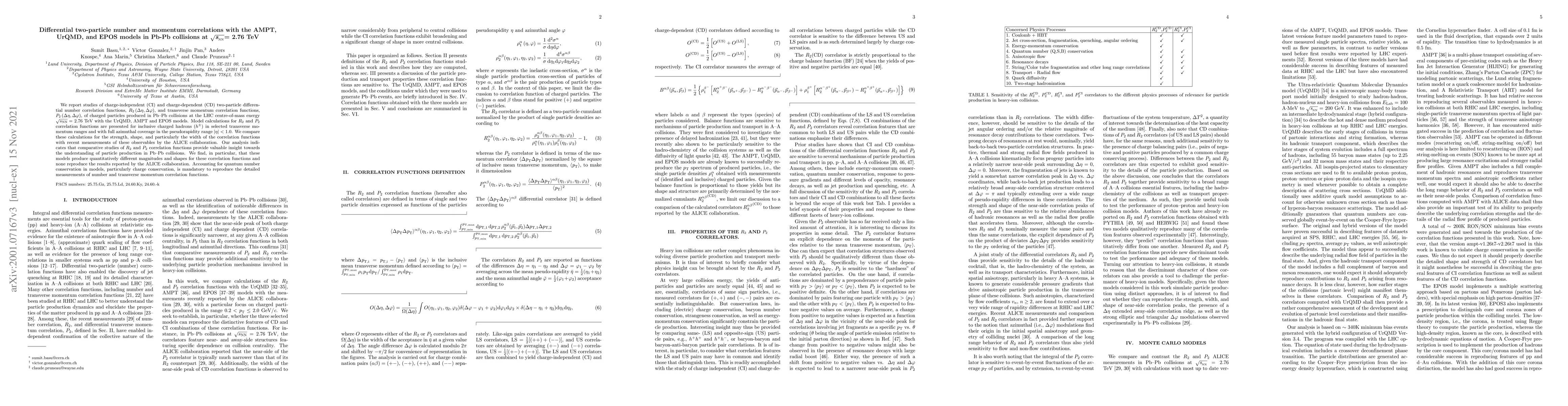 Thumbnail for Differential two-particle number and momentum correlations with the
  AMPT, UrQMD, and EPOS models in Pb-Pb collisions at $\sqrt{\textit{s}_{_{\rm
  NN}}}$= 2.76 TeV