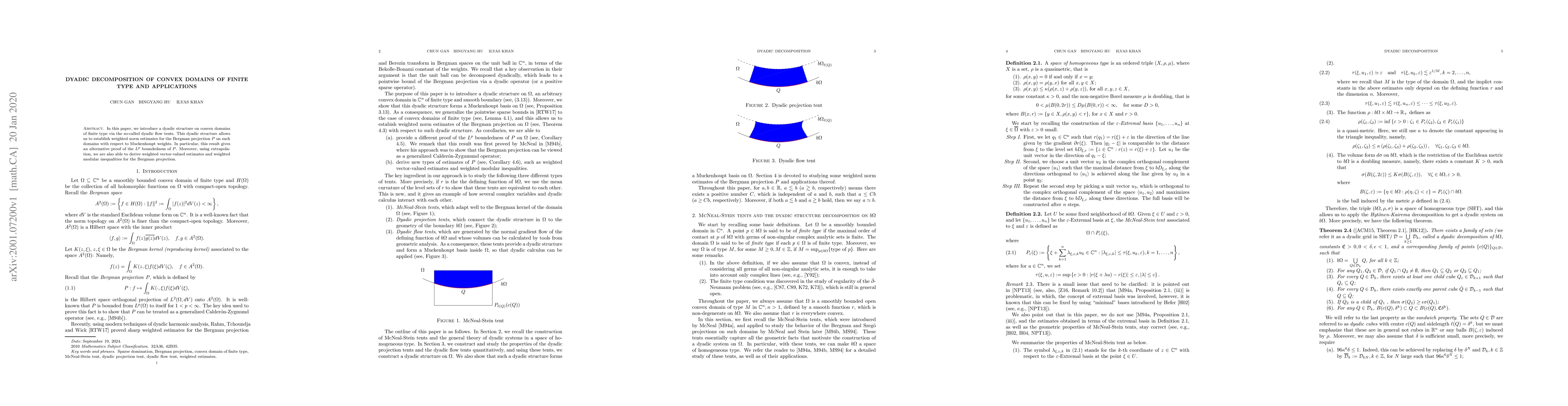 Thumbnail for Dyadic decomposition of convex domains of finite type and applications