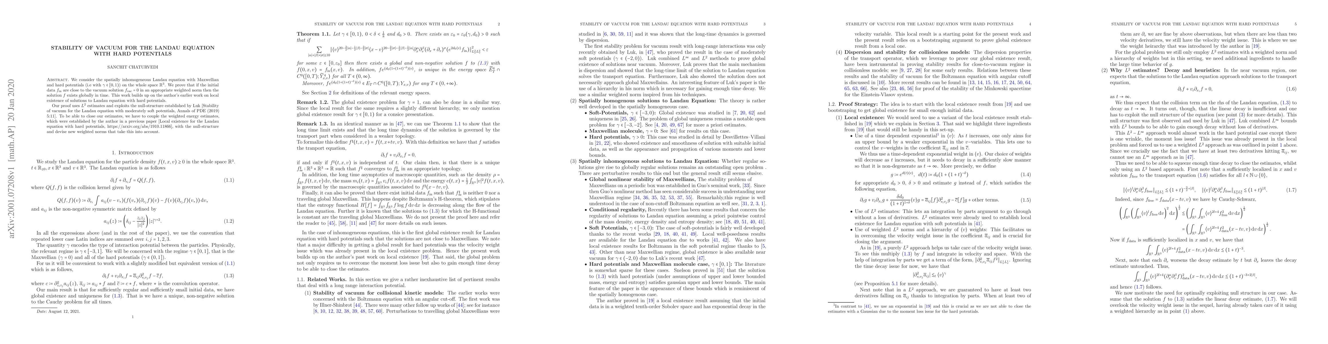 Thumbnail for Stability of vacuum for the Landau equation with hard potentials