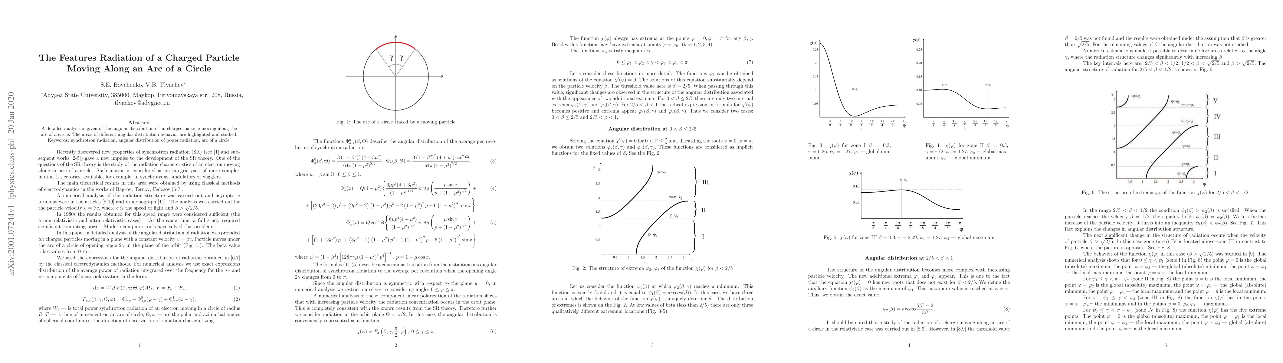 Thumbnail for The Features Radiation of a Charged Particle Moving Along an Arc of a
  Circle