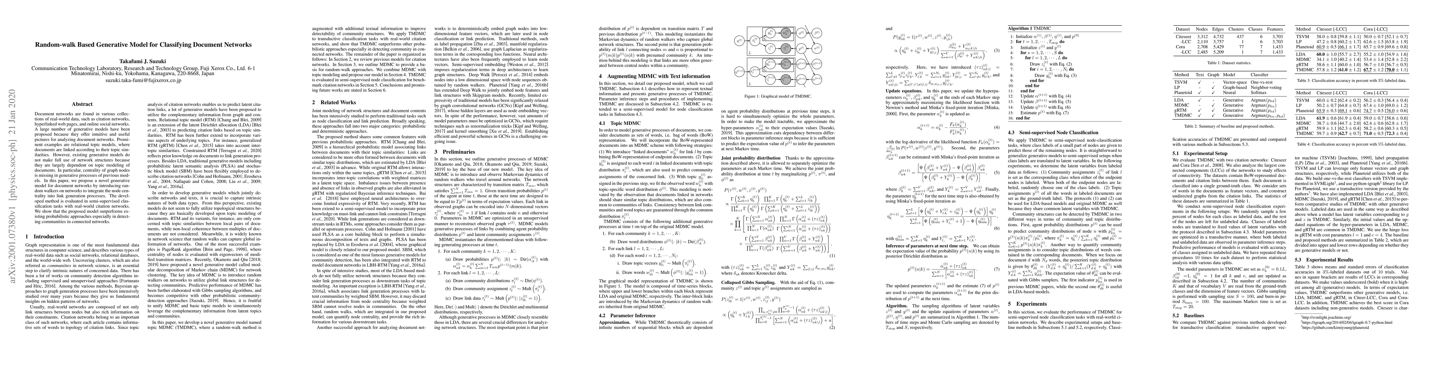 Thumbnail for Random-walk Based Generative Model for Classifying Document Networks