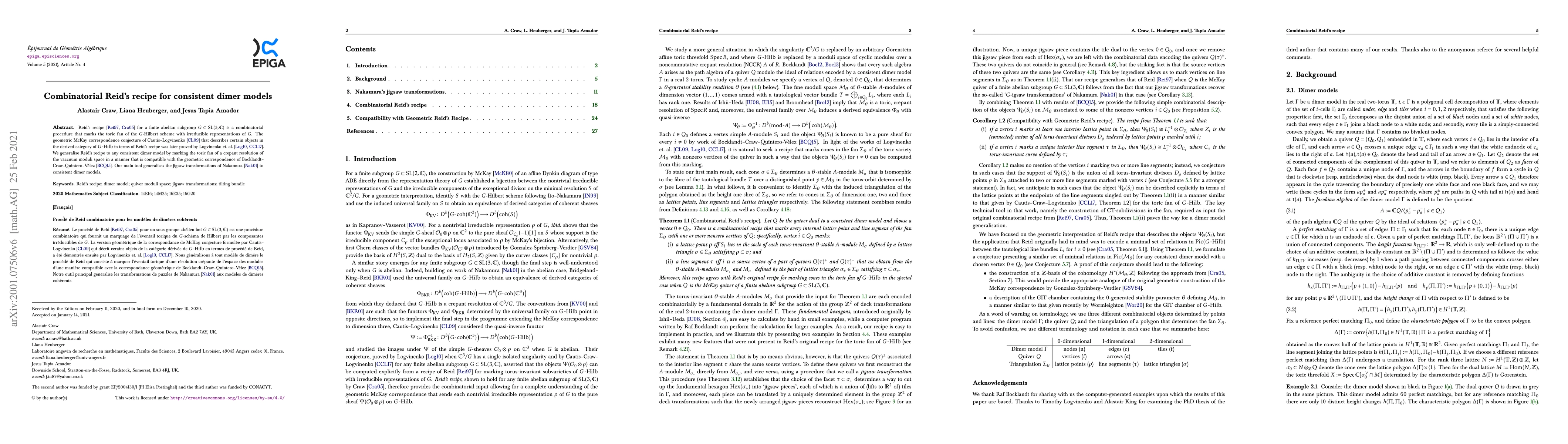 Thumbnail for Combinatorial Reid's recipe for consistent dimer models