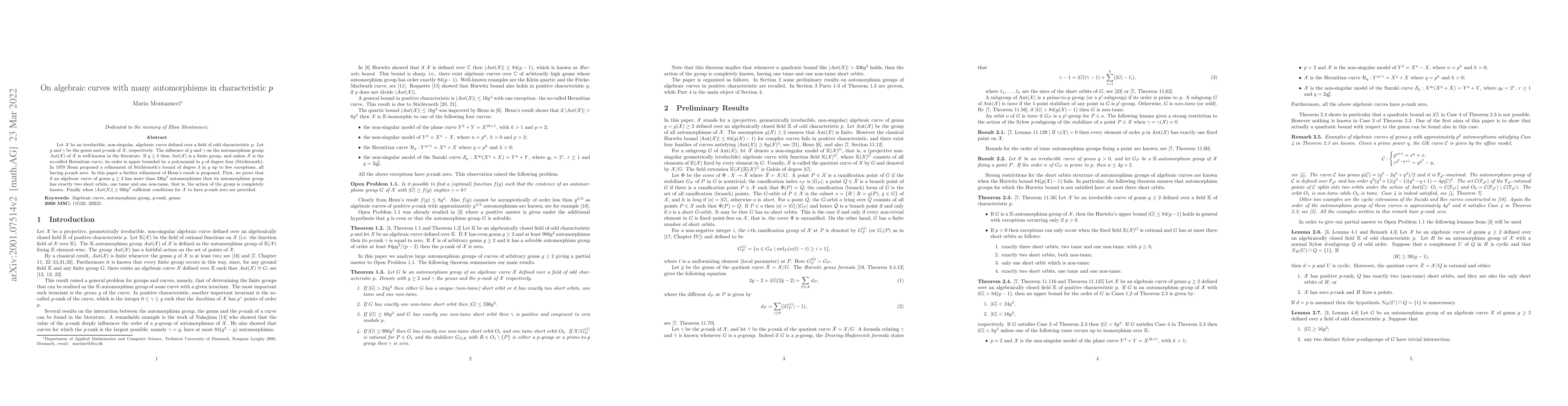Thumbnail for On algebraic curves with many automorphisms in characteristic p