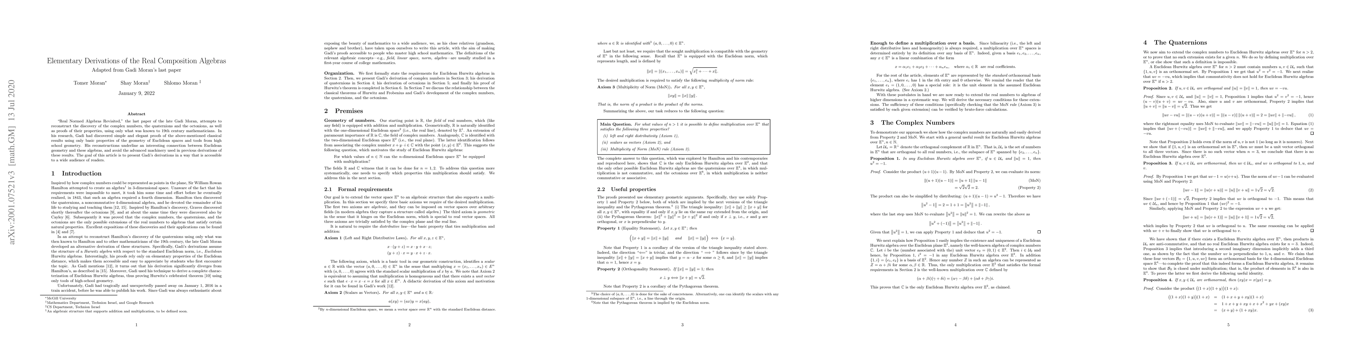 Thumbnail for Elementary Derivations of the Real Composition Algebras