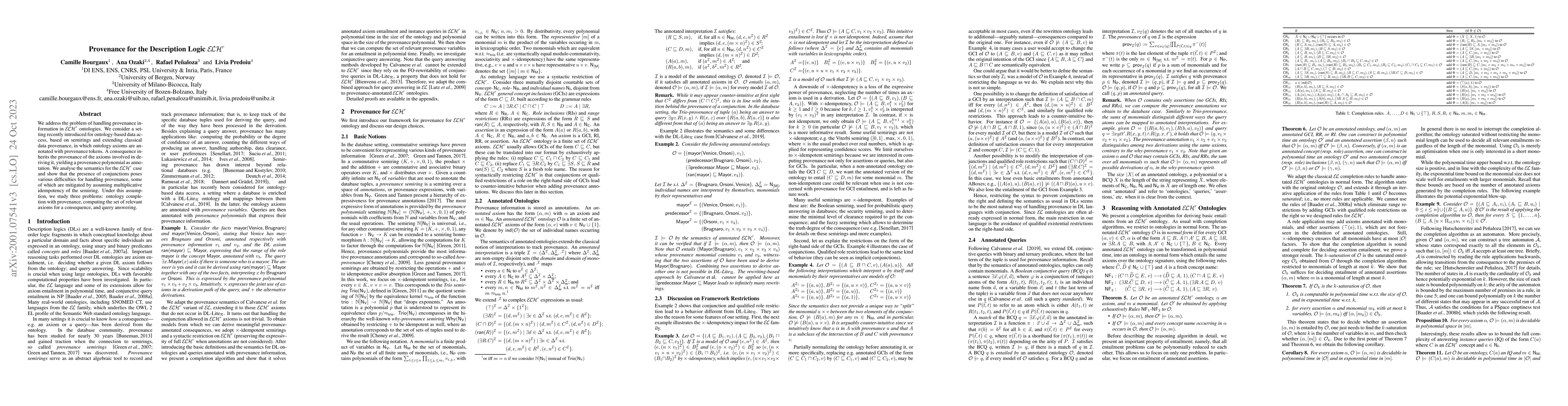 Thumbnail for Provenance for the Description Logic ELHr