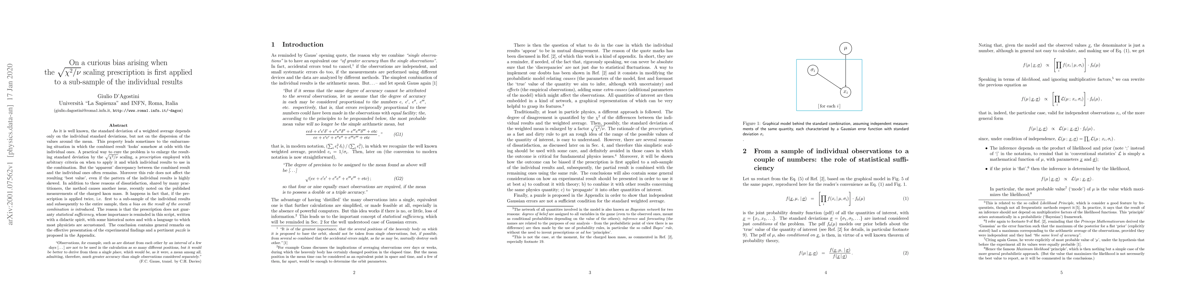 Thumbnail for On a curious bias arising when the $\sqrt{\chi^2/\nu}$ scaling
  prescription is first applied to a sub-sample of the individual results
