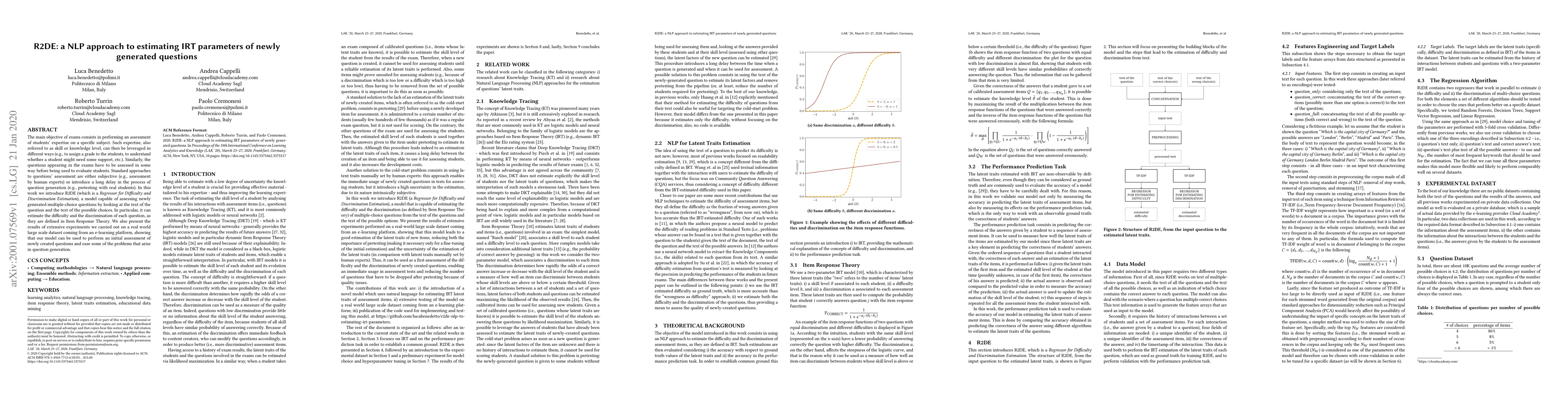 Thumbnail for R2DE: a NLP approach to estimating IRT parameters of newly generated
  questions