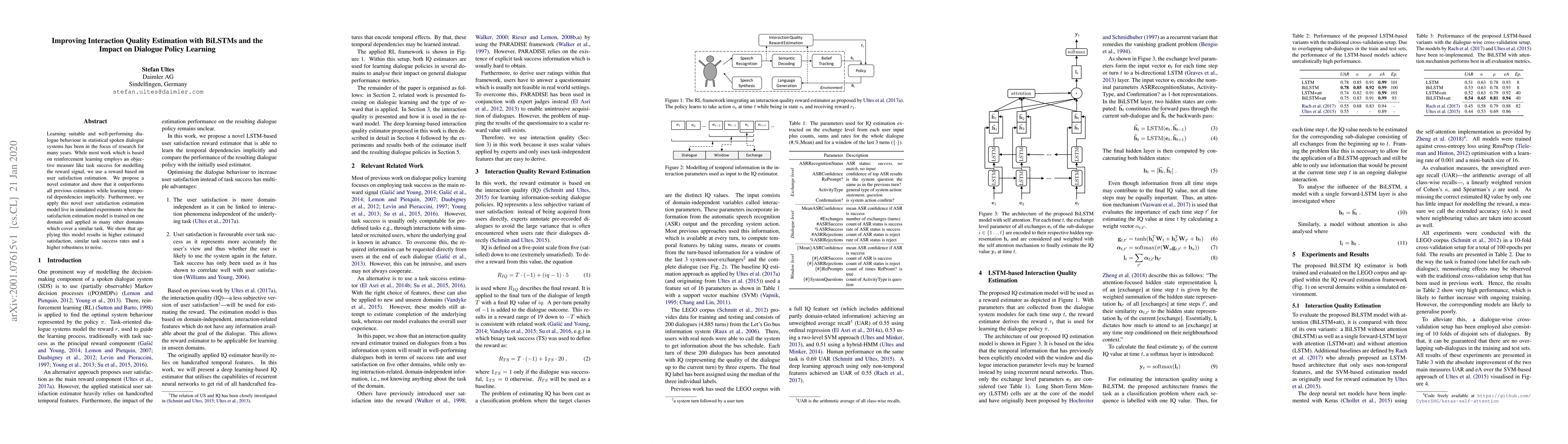 Thumbnail for Improving Interaction Quality Estimation with BiLSTMs and the Impact on
  Dialogue Policy Learning
