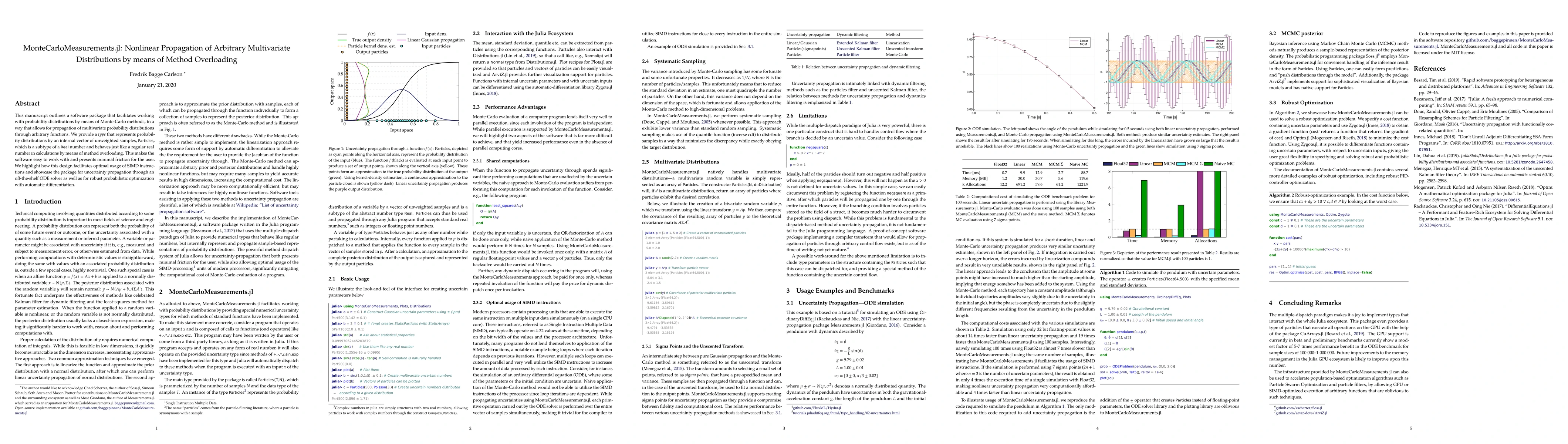 Thumbnail for MonteCarloMeasurements.jl: Nonlinear Propagation of Arbitrary
  Multivariate Distributions by means of Method Overloading