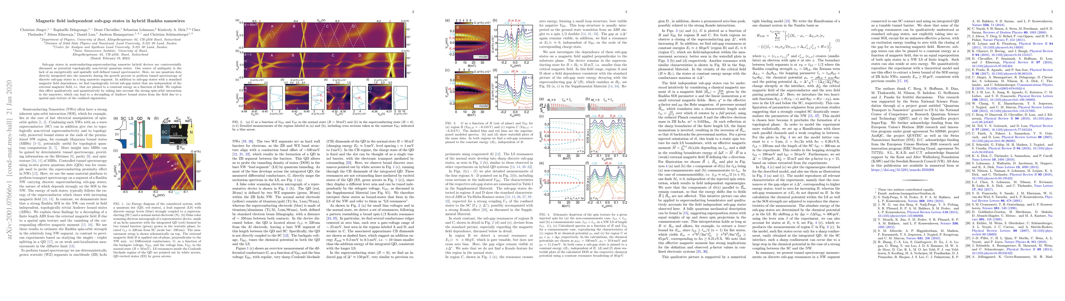 Thumbnail for Magnetic field independent sub-gap states in hybrid Rashba nanowires