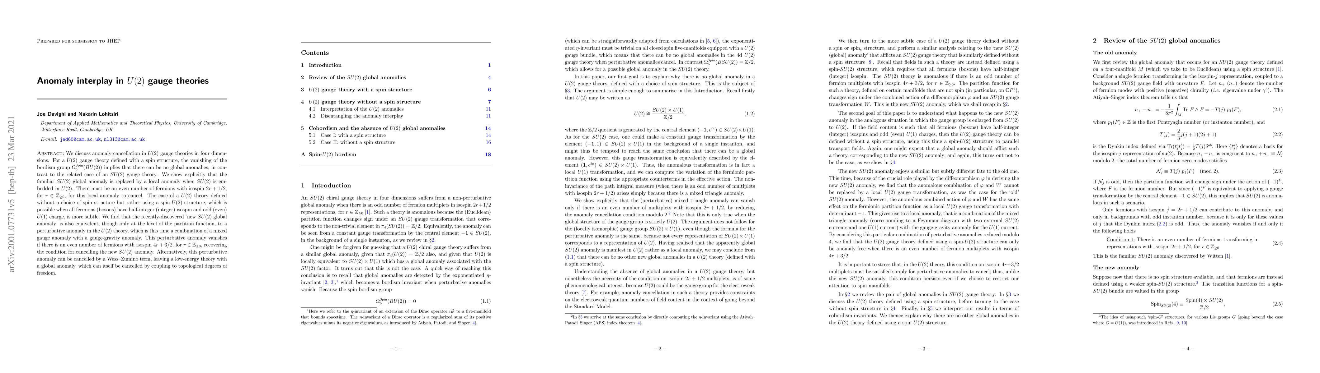Thumbnail for Anomaly interplay in $U(2)$ gauge theories