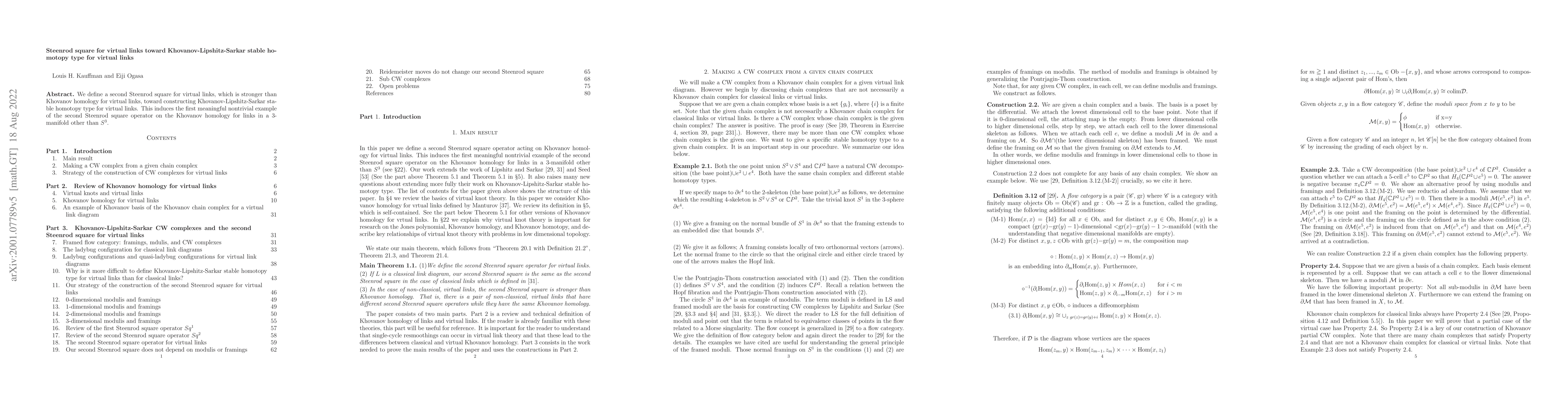 Thumbnail for Steenrod square for virtual links toward Khovanov-Lipshitz-Sarkar stable
  homotopy type for virtual links
