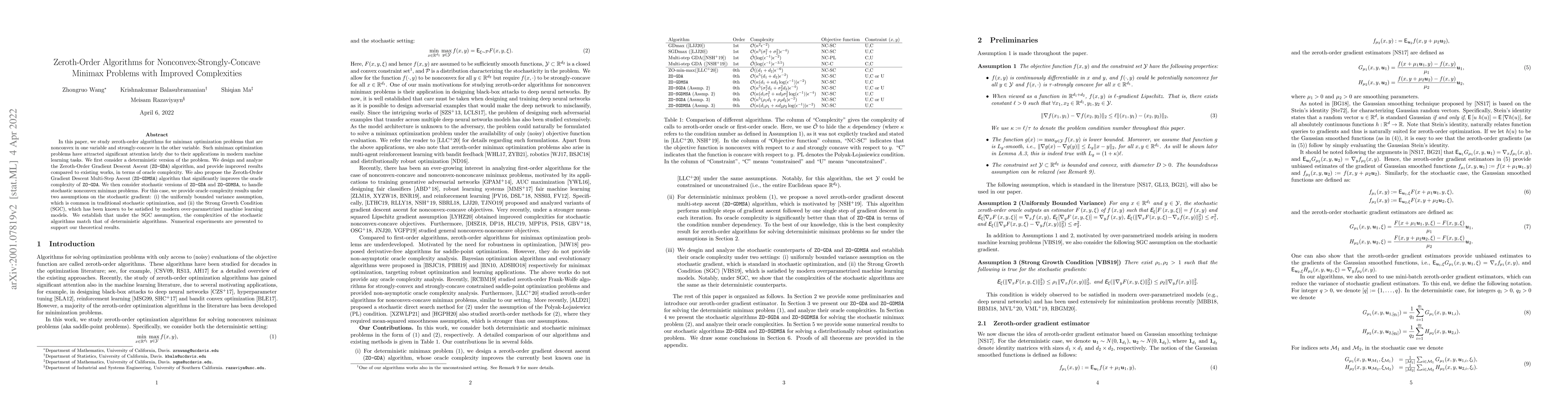 Thumbnail for Zeroth-Order Algorithms for Nonconvex Minimax Problems with Improved
  Complexities