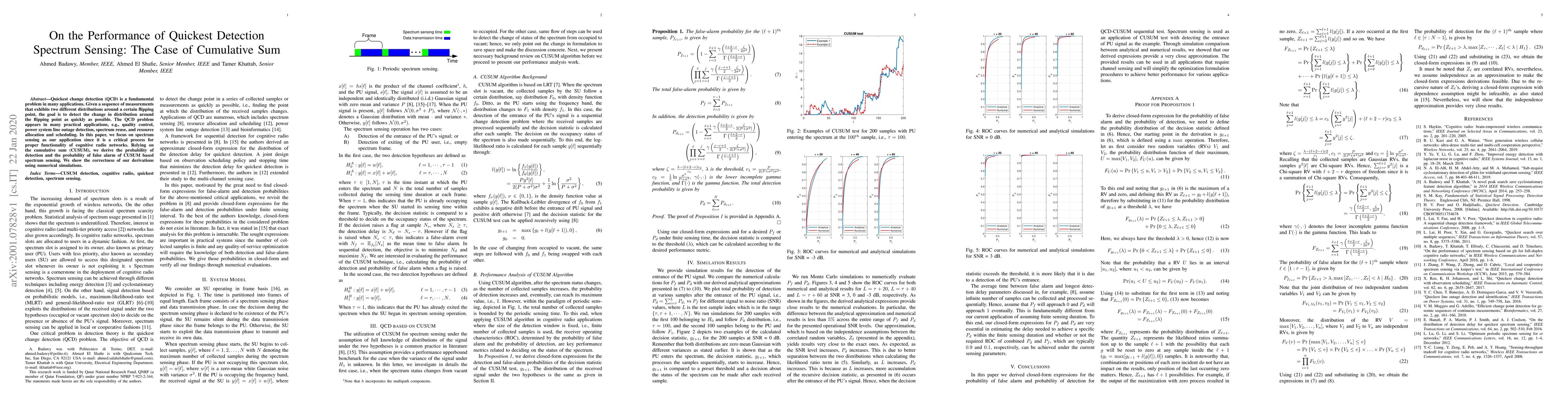 Thumbnail for On the Performance of Quickest Detection Spectrum Sensing: The Case of
  Cumulative Sum