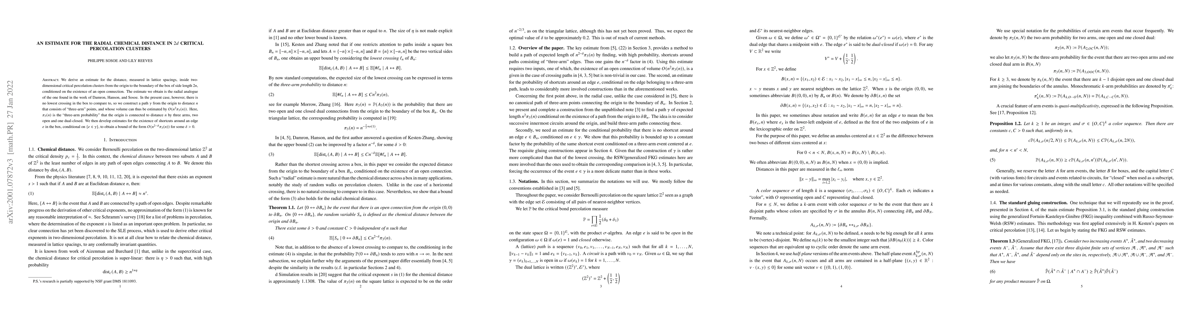 Thumbnail for An estimate for the radial chemical distance in $2d$ critical
  percolation clusters