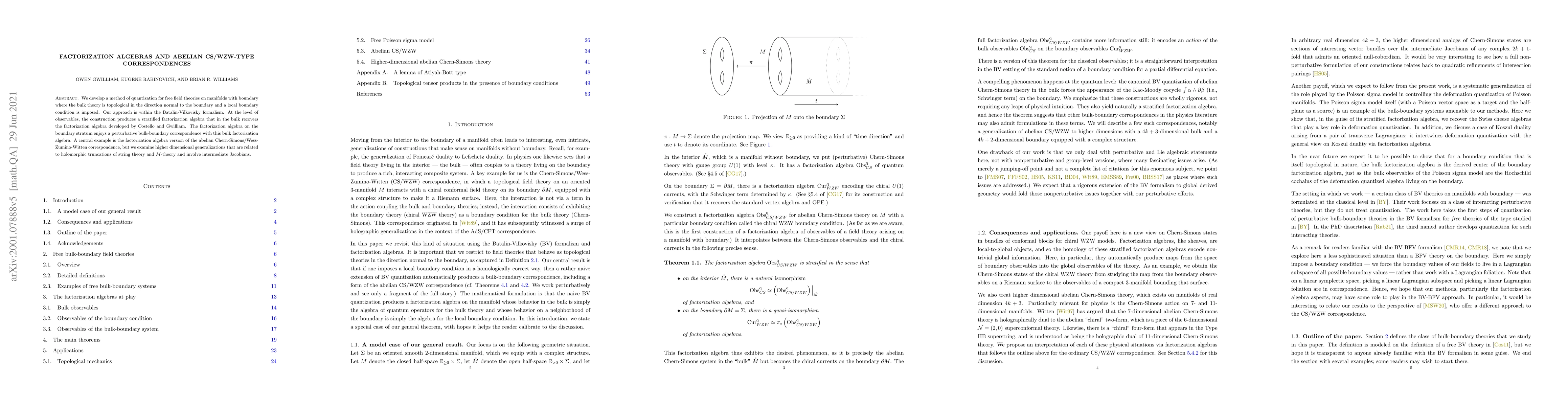 Thumbnail for Factorization algebras and abelian CS/WZW-type correspondences