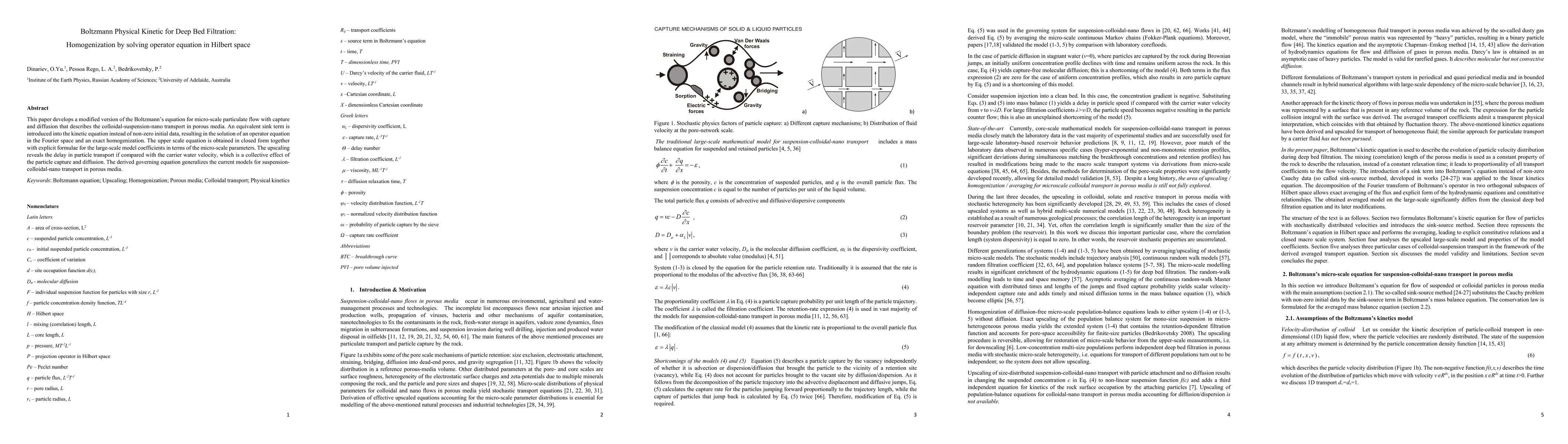 Thumbnail for Boltzmann Physical Kinetic for Deep Bed Filtration: Homogenization by
  solving operator equation in Hilbert space