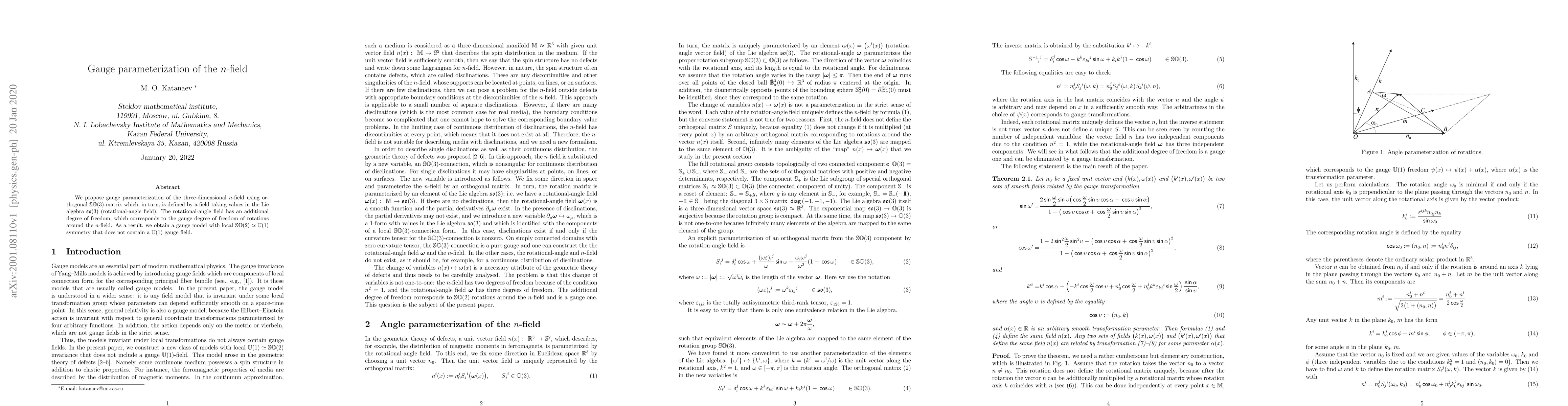 Thumbnail for Gauge parameterization of the $n$-field