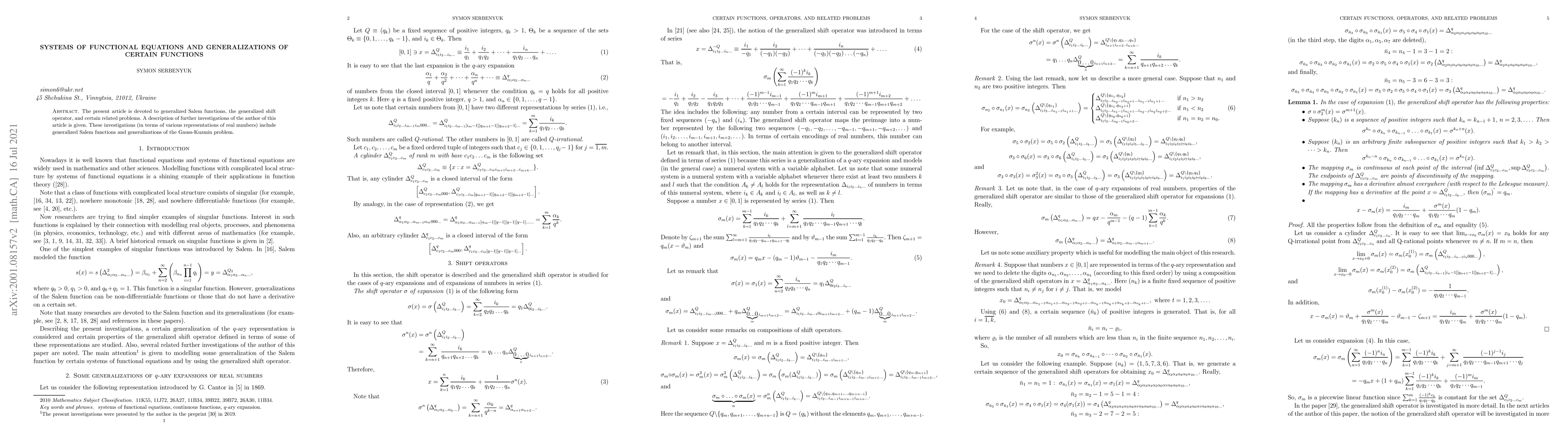 Thumbnail for On certain generalizations of one function and related problems (Systems
  of functional equations and generalizations of certain functions)