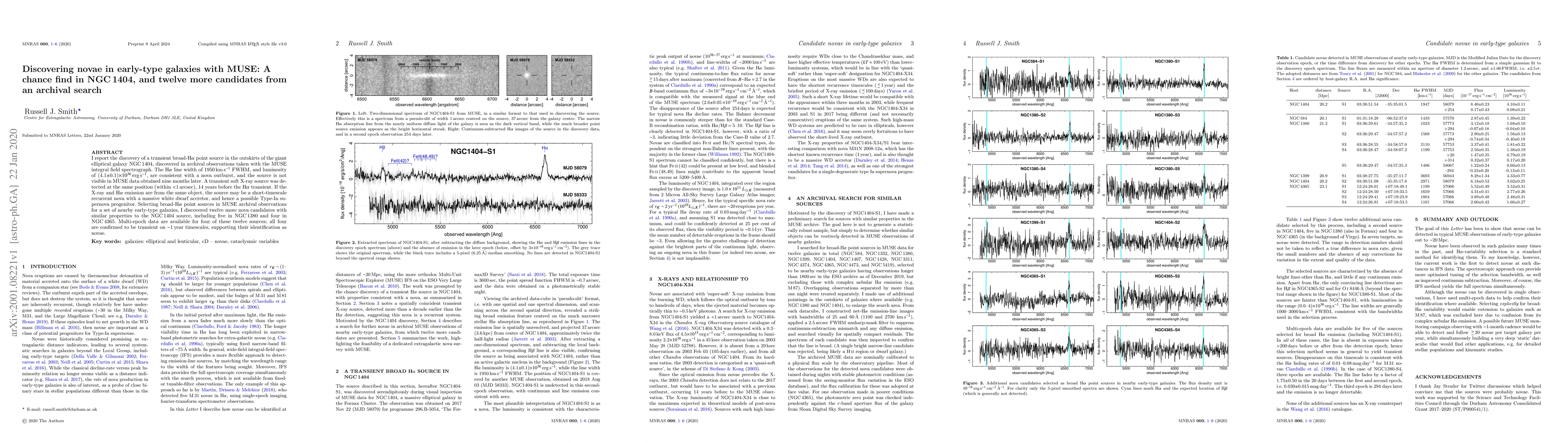 Thumbnail for Discovering novae in early-type galaxies with MUSE: A chance find in NGC
  1404, and twelve more candidates from an archival search