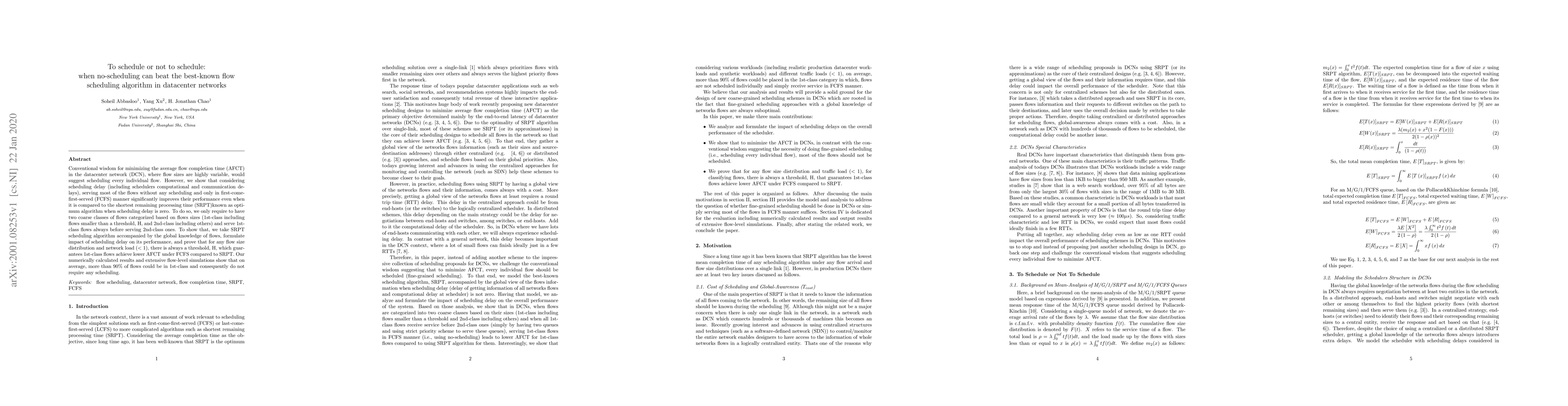 Thumbnail for To schedule or not to schedule: when no-scheduling can beat the
  best-known flow scheduling algorithm in datacenter networks