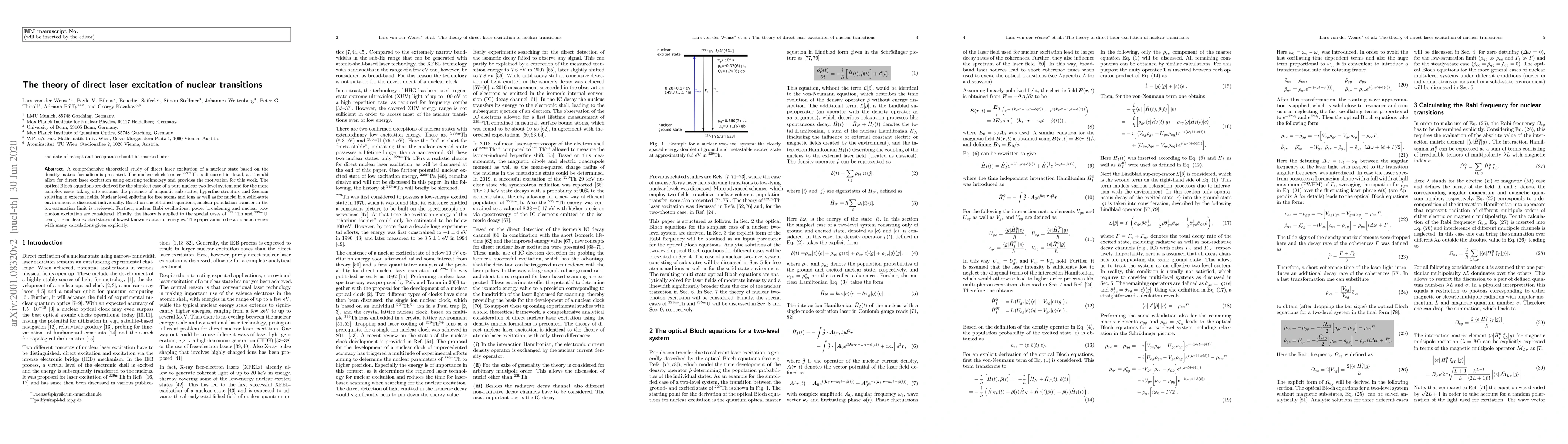 Thumbnail for The theory of direct laser excitation of nuclear transitions