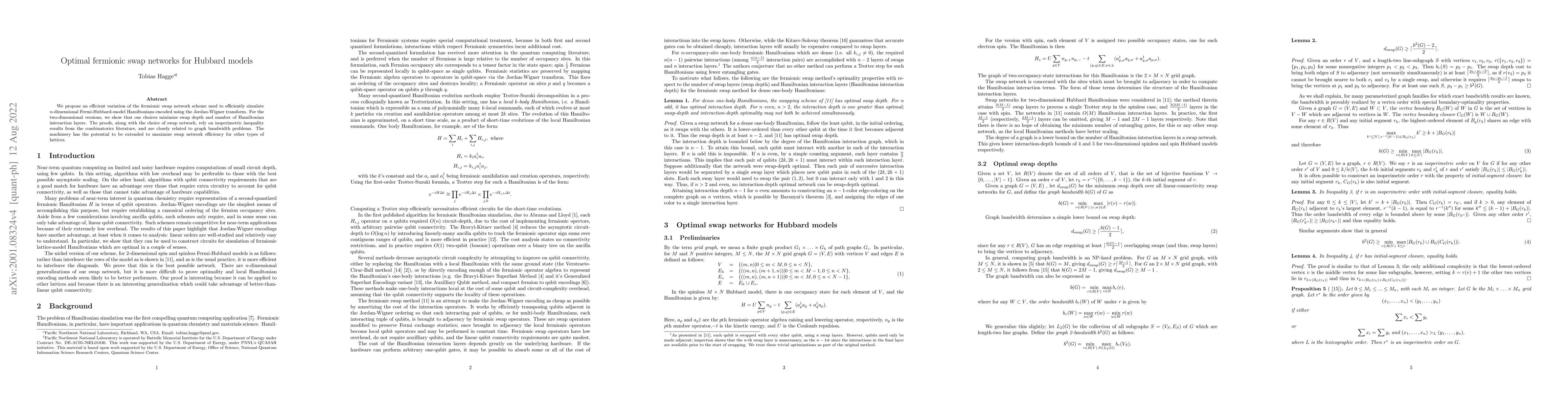 Thumbnail for Optimal fermionic swap networks for Hubbard models