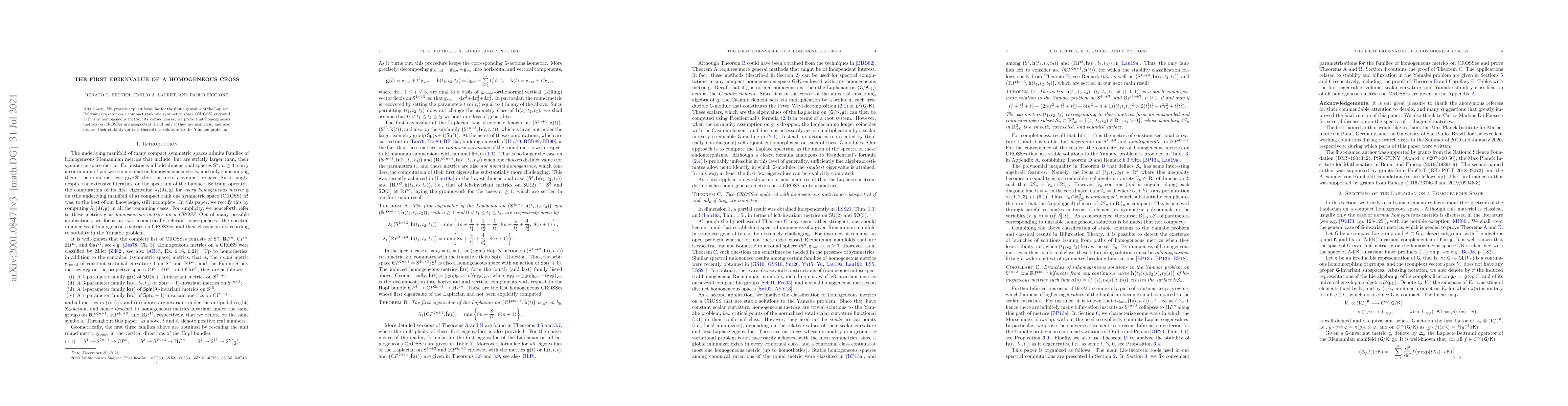 Thumbnail for The first eigenvalue of a homogeneous CROSS