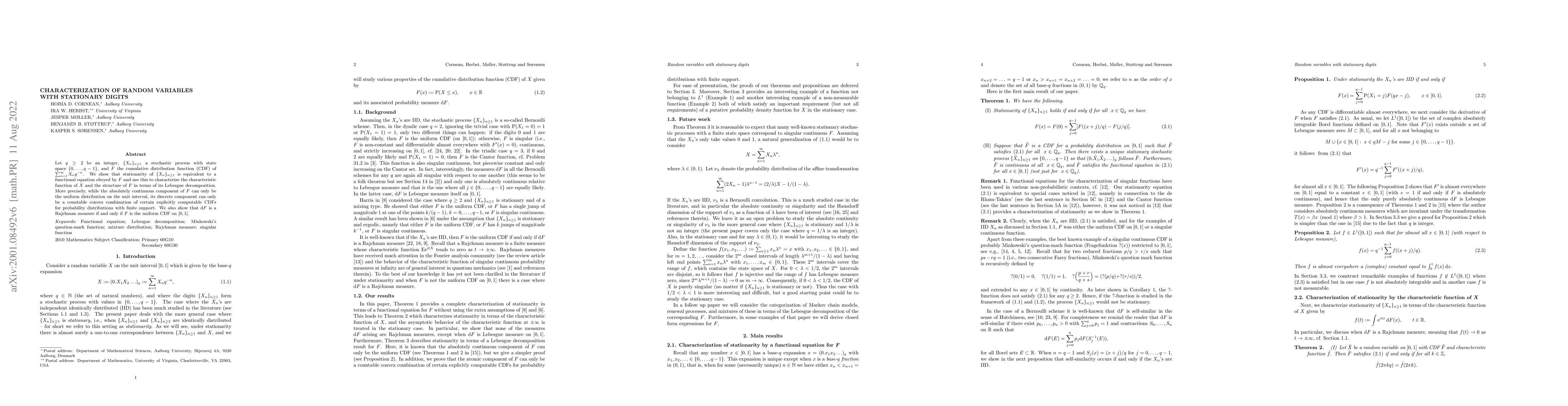 Thumbnail for Characterization of random variables with stationary digits