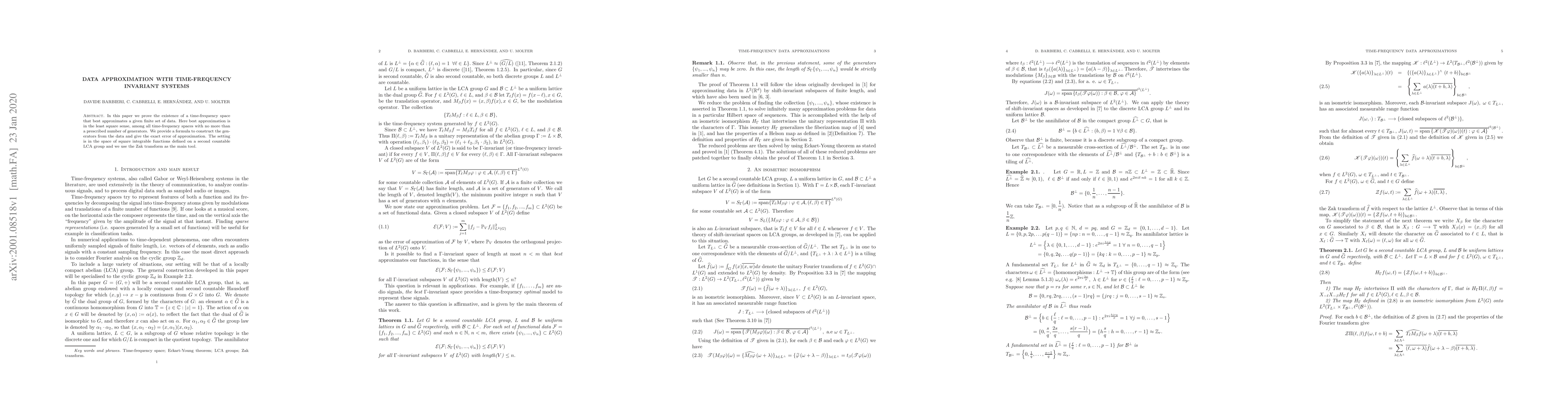 Thumbnail for Data approximation with time-frequency invariant systems