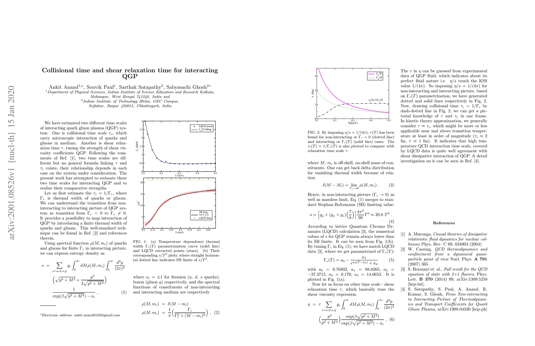 Thumbnail for Collisional time and shear relaxation time for interacting QGP