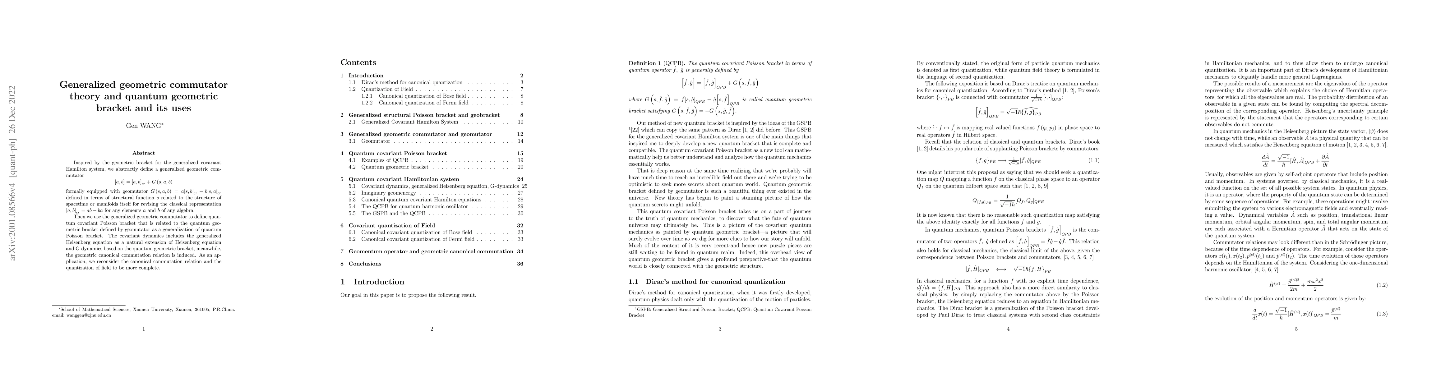 Thumbnail for Generalized geometric commutator theory and quantum geometric bracket
  and its uses