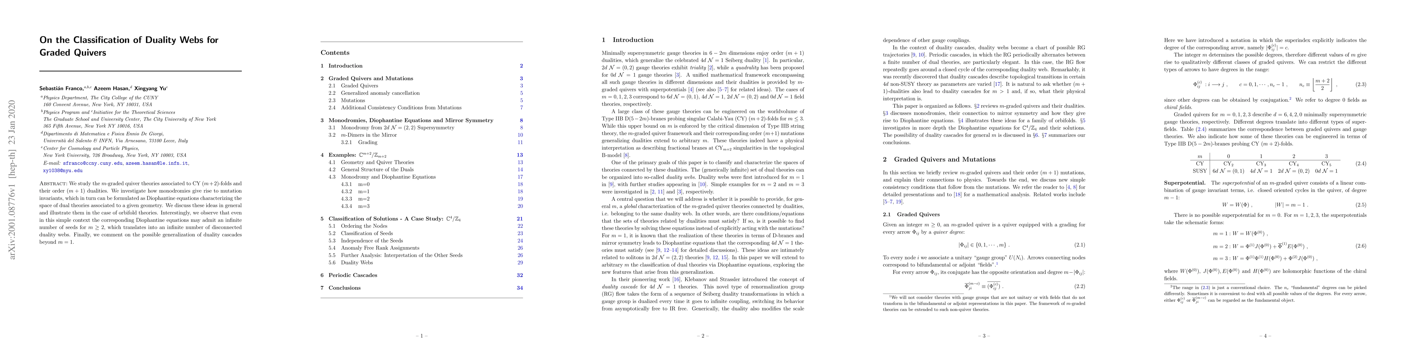 Thumbnail for On the Classification of Duality Webs for Graded Quivers