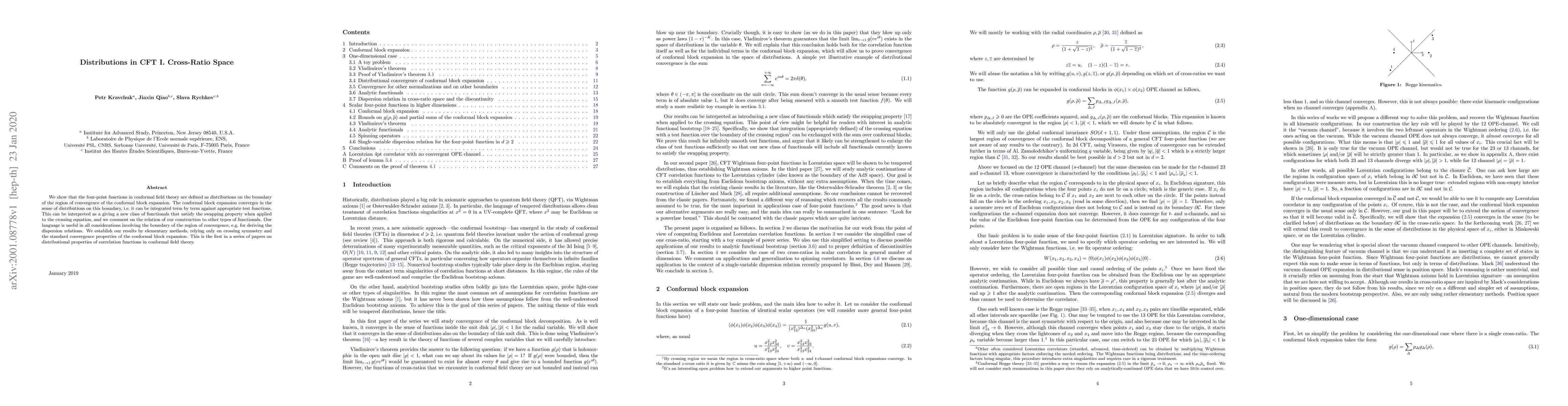 Thumbnail for Distributions in CFT I. Cross-Ratio Space