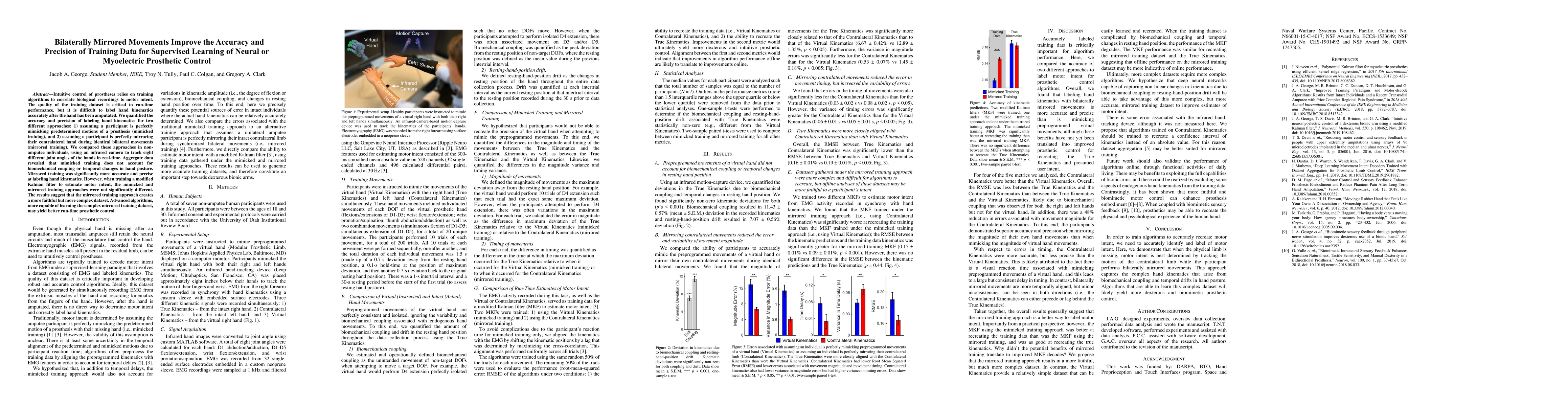 Thumbnail for Bilaterally Mirrored Movements Improve the Accuracy and Precision of
  Training Data for Supervised Learning of Neural or Myoelectric Prosthetic
  Control
