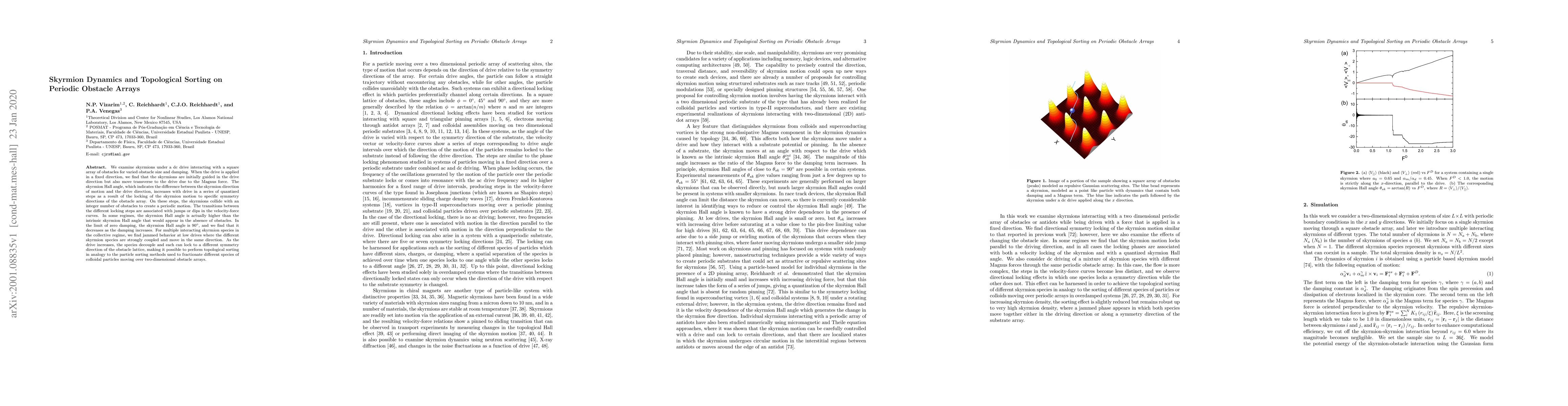 Thumbnail for Skyrmion Dynamics and Topological Sorting on Periodic Obstacle Arrays
