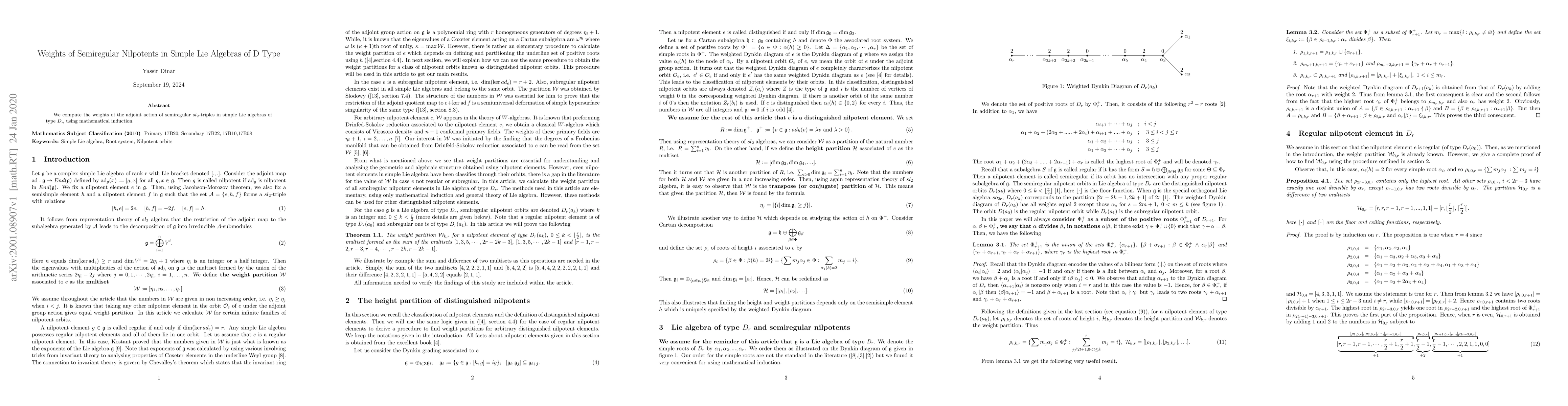 Thumbnail for Weights of Semiregular Nilpotents in Simple Lie Algebras of D Type