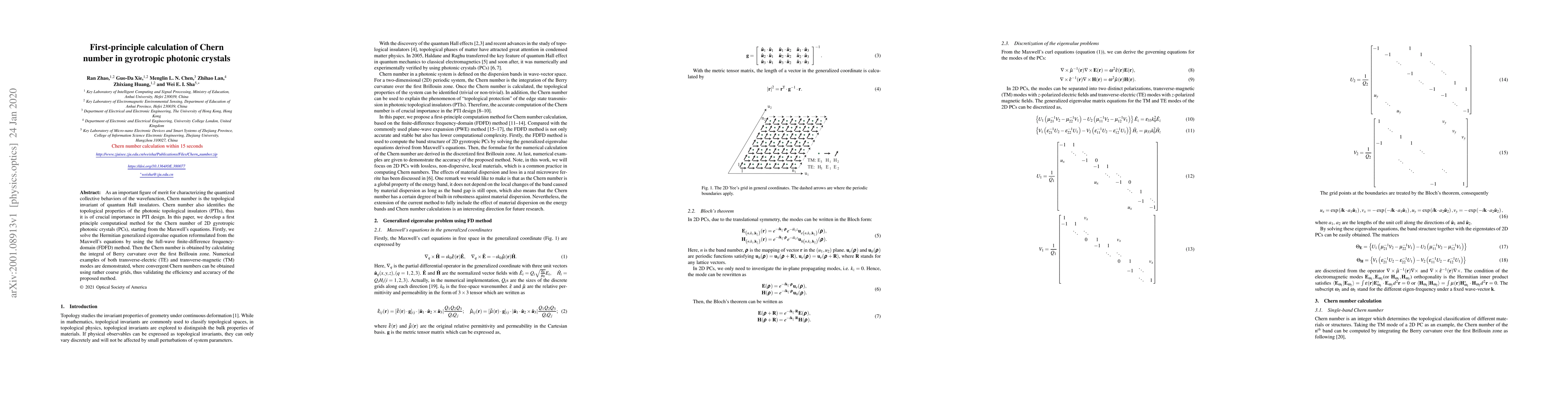 Thumbnail for First-principle calculation of Chern number in gyrotropic photonic
  crystals