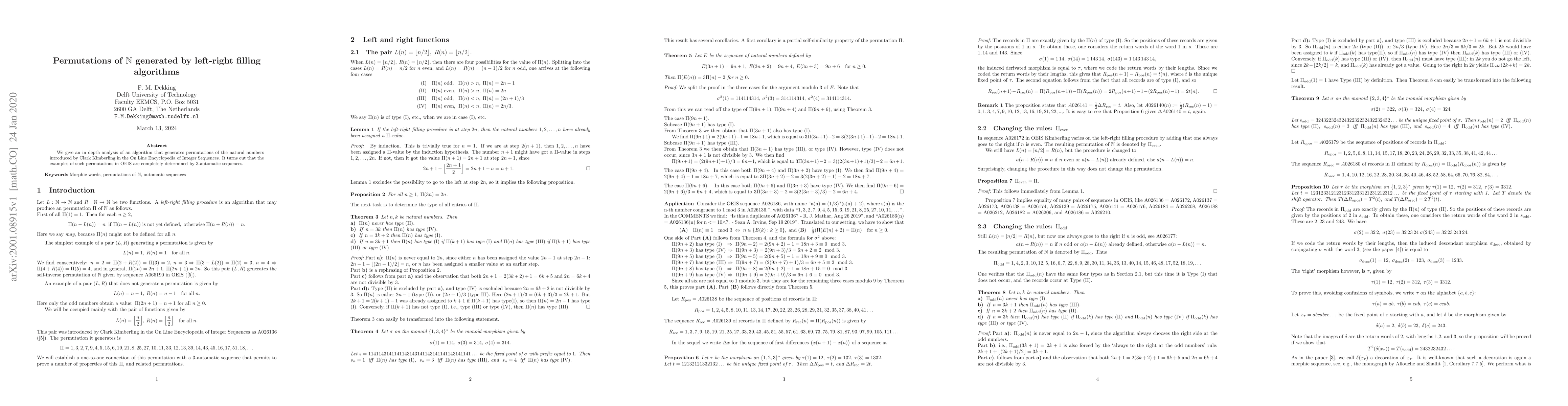 Thumbnail for Permutations of N generated by left-right filling algorithms