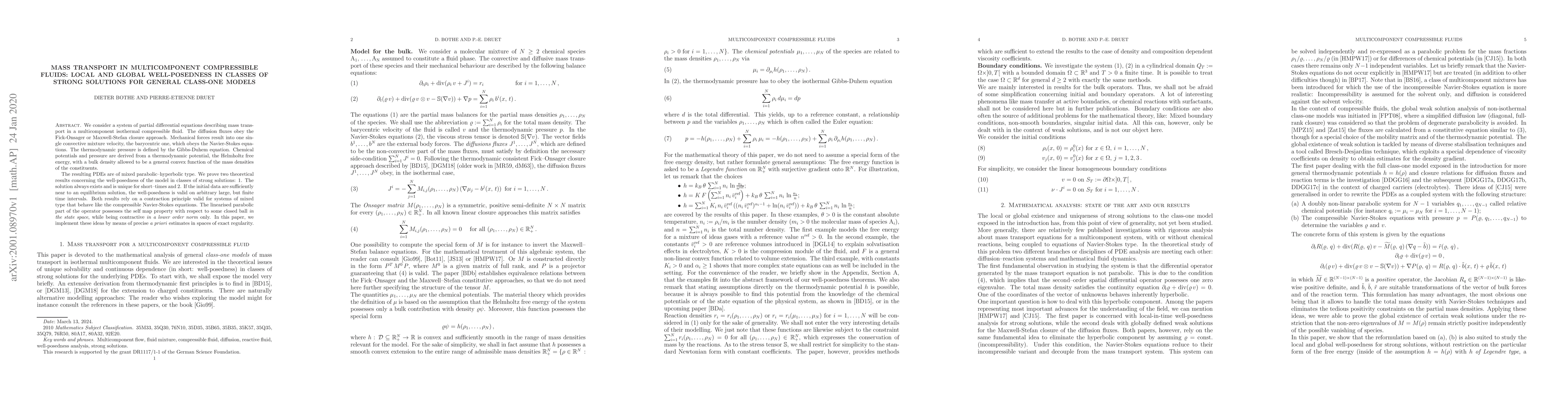 Thumbnail for Mass transport in multicomponent compressible fluids: Local and global
  well-posedness in classes of strong solutions for general class-one models