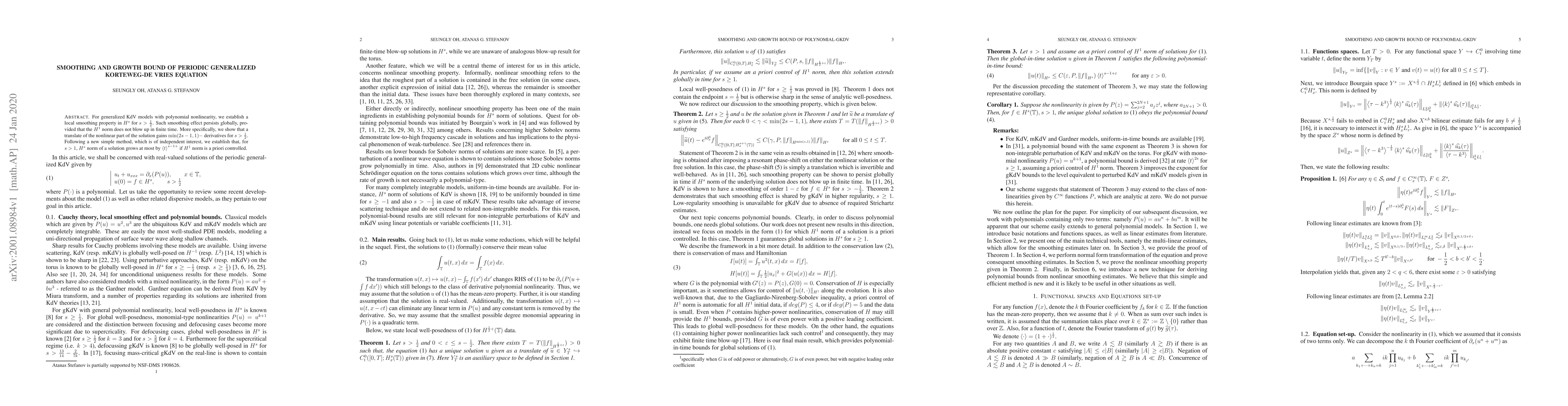 Thumbnail for Smoothing and growth bound of periodic generalized Korteweg-de Vries
  equation