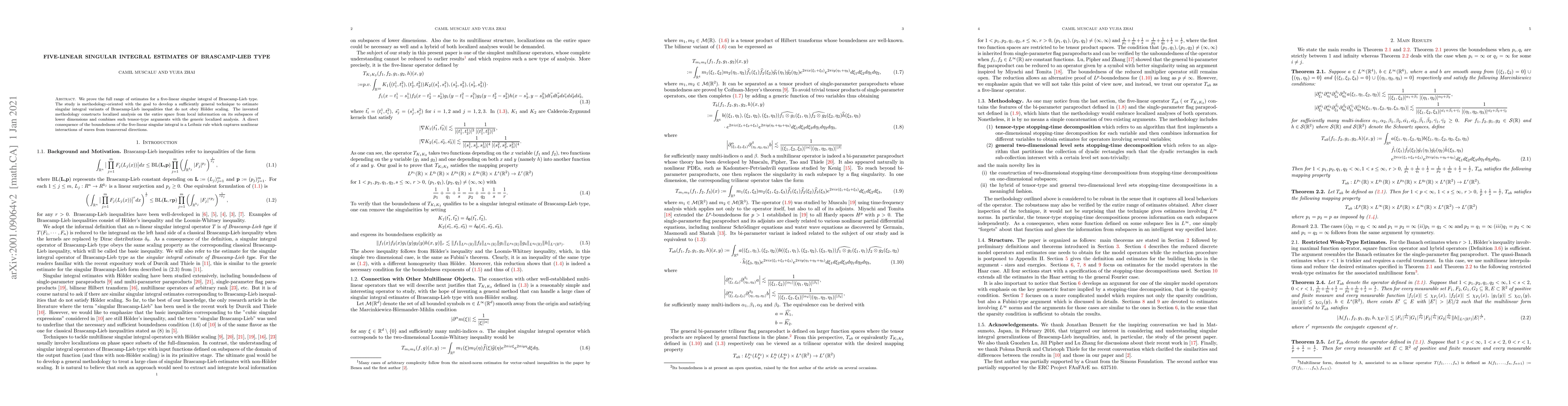 Thumbnail for Five-Linear Singular Integral Estimates of Brascamp-Lieb Type