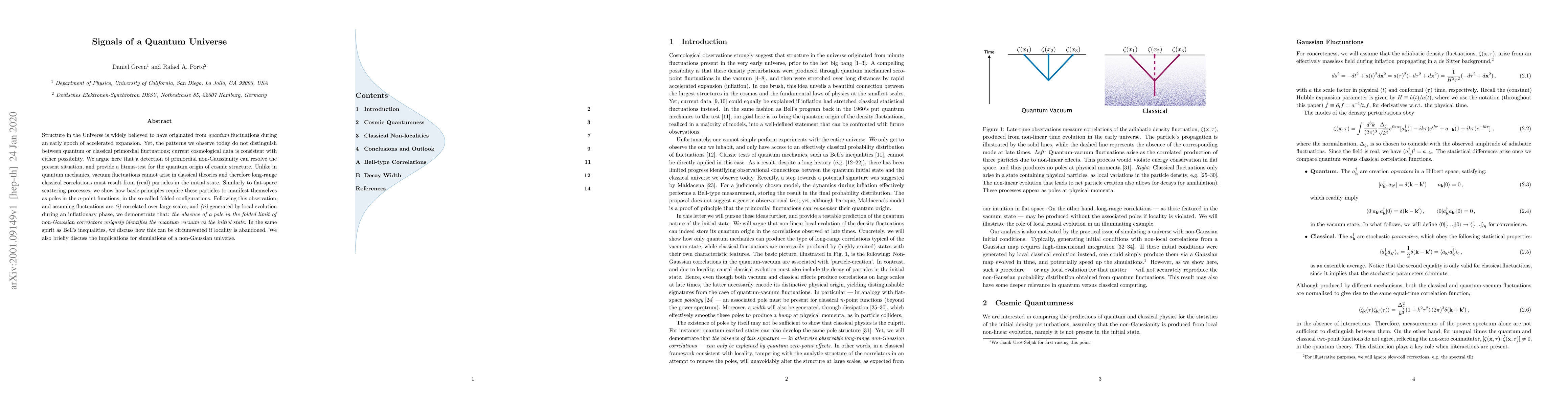 Thumbnail for Signals of a Quantum Universe